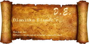 Dianiska Elemér névjegykártya